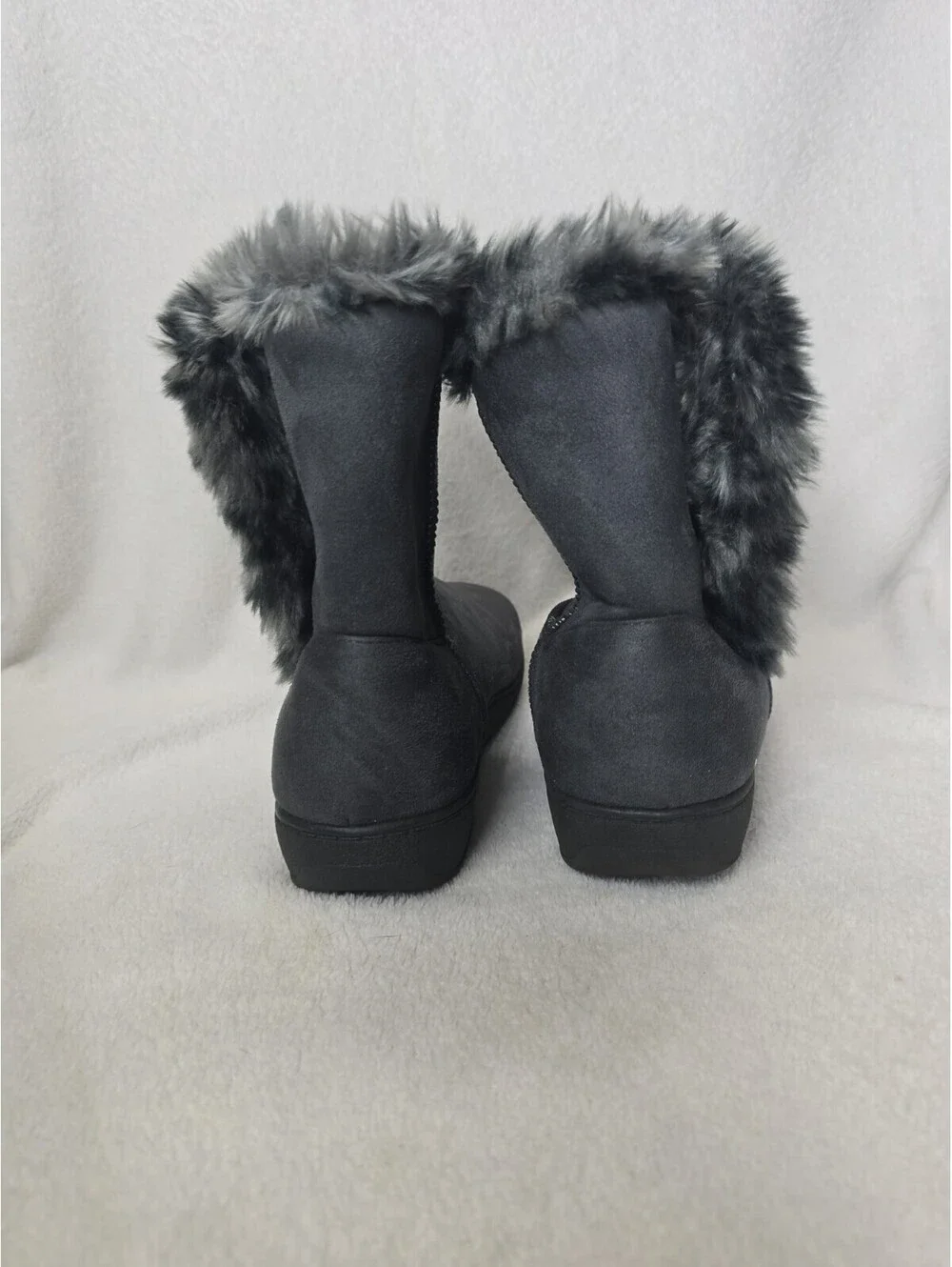 Vionic Fairfax Boots Dark Gray Furry Cozy Women's 7M Slip On NEW $149